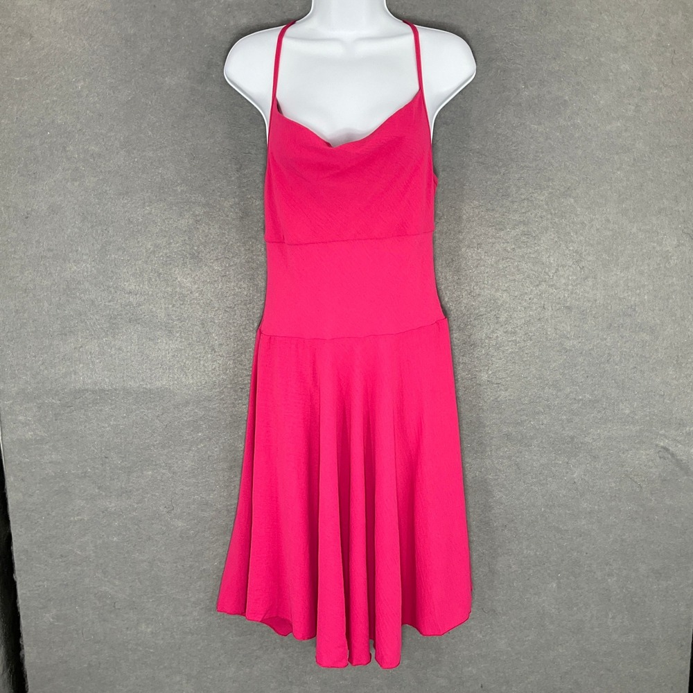 See You Monday Pink Dress‎ Cowl Neck Anthropologie Party Cocktail Flwoy Sz XL